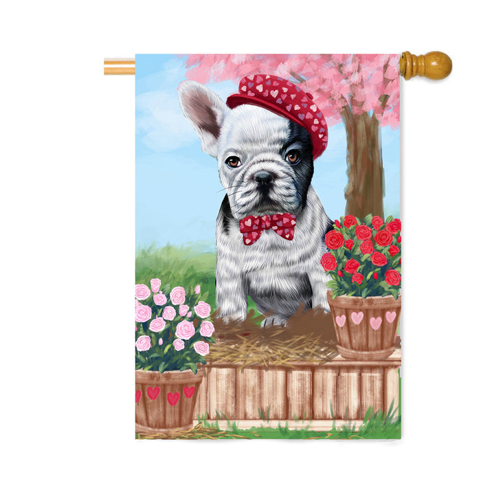 Personalized Rosie 25 Cent Kisses French Bulldog Custom House Flag FLG64861