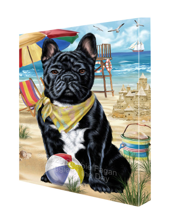 Pet Friendly Beach French Bulldog Dog Canvas Wall Art - Premium Quality Ready to Hang Room Decor Wall Art Canvas - Unique Animal Printed Digital Painting for Decoration CVS150