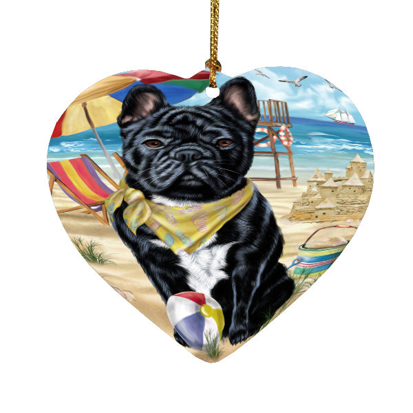 Pet Friendly Beach French Bulldog Dog  Heart Christmas Ornament HPORA58905