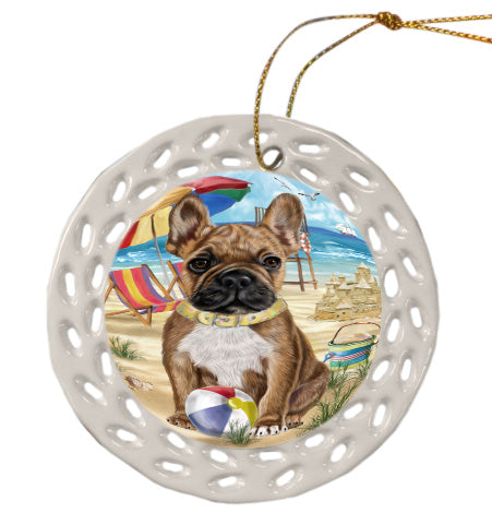 Pet Friendly Beach French Bulldog Dog Doily Ornament DPOR58557