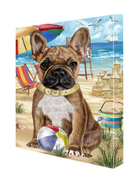 Pet Friendly Beach French Bulldog Dog Canvas Wall Art - Premium Quality Ready to Hang Room Decor Wall Art Canvas - Unique Animal Printed Digital Painting for Decoration CVS151