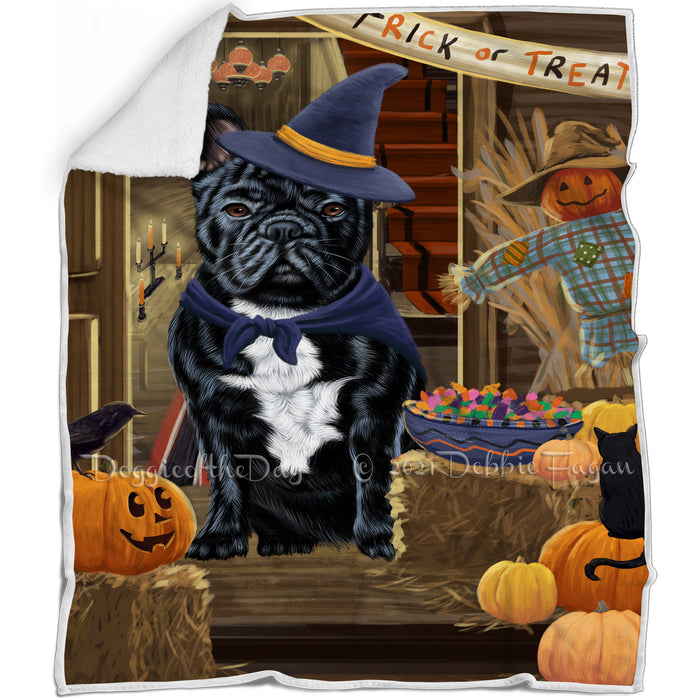 Enter at Own Risk Trick or Treat Halloween French Bulldog Blanket BLNKT95412