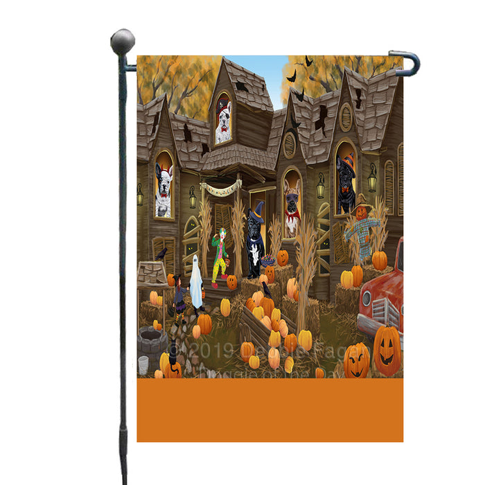 Personalized Haunted House Trick or Treat Halloween French Bulldogs Custom Garden Flags GFLG-DOTD-A59578