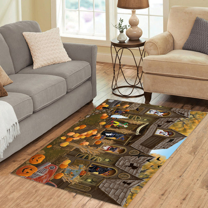 Haunted House Halloween Trick or Treat French Bulldogs Area Rug