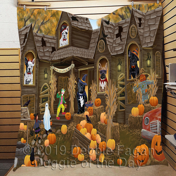 Haunted House Halloween Trick or Treat French Bulldogs Quilt