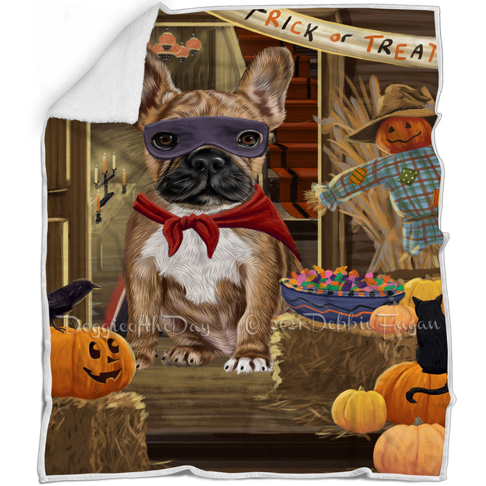 Enter at Own Risk Trick or Treat Halloween French Bulldog Blanket BLNKT95421