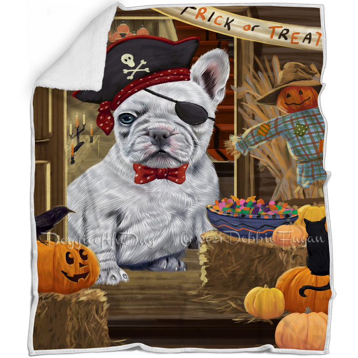 Enter at Own Risk Trick or Treat Halloween French Bulldog Blanket BLNKT95430