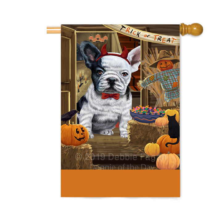 Personalized Enter at Own Risk Trick or Treat Halloween French Bulldog Custom House Flag FLG-DOTD-A59637