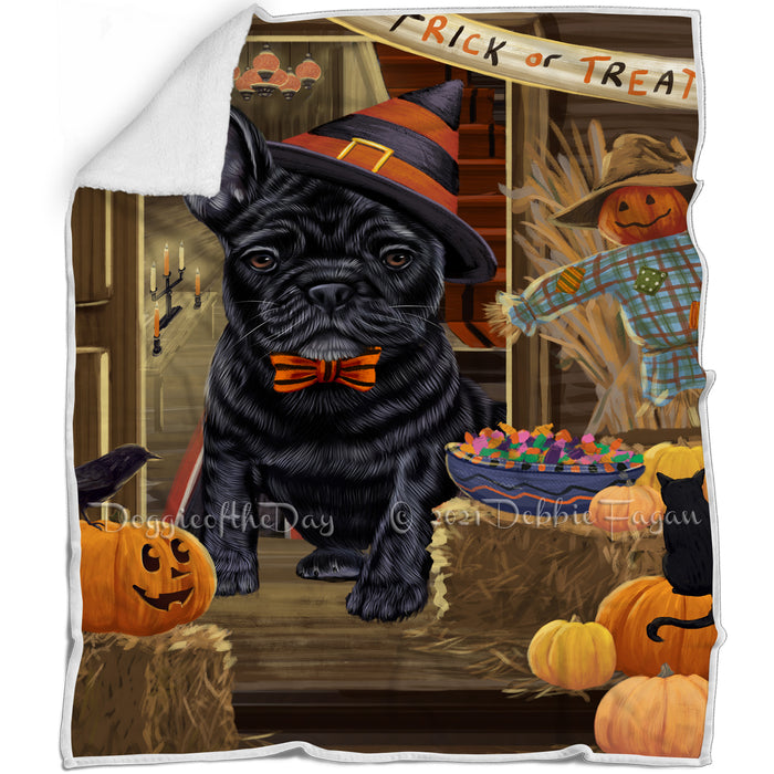 Enter at Own Risk Trick or Treat Halloween French Bulldog Blanket BLNKT95448