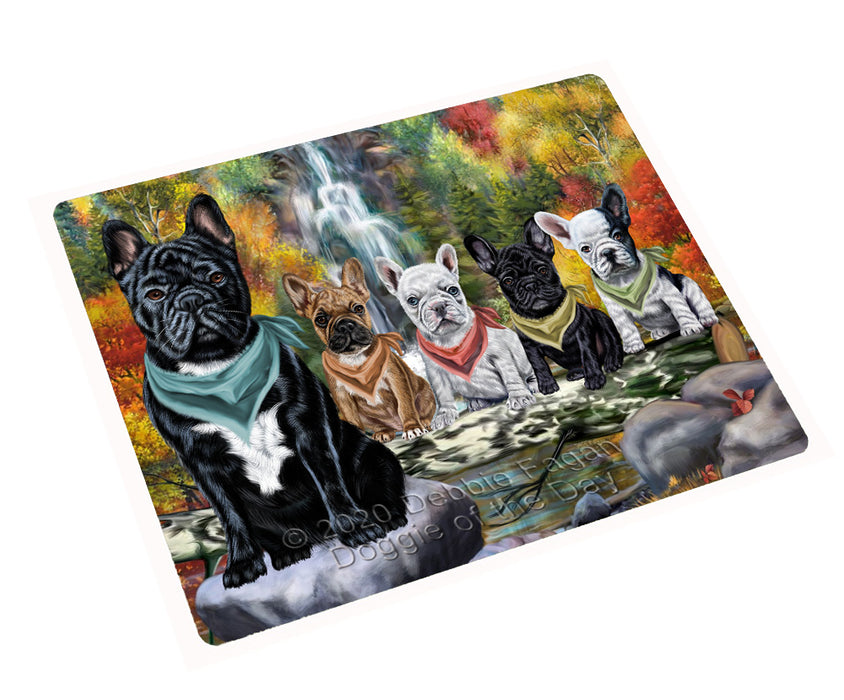 Scenic Waterfall French Bulldogs Cutting Board - For Kitchen - Scratch & Stain Resistant - Designed To Stay In Place - Easy To Clean By Hand - Perfect for Chopping Meats, Vegetables