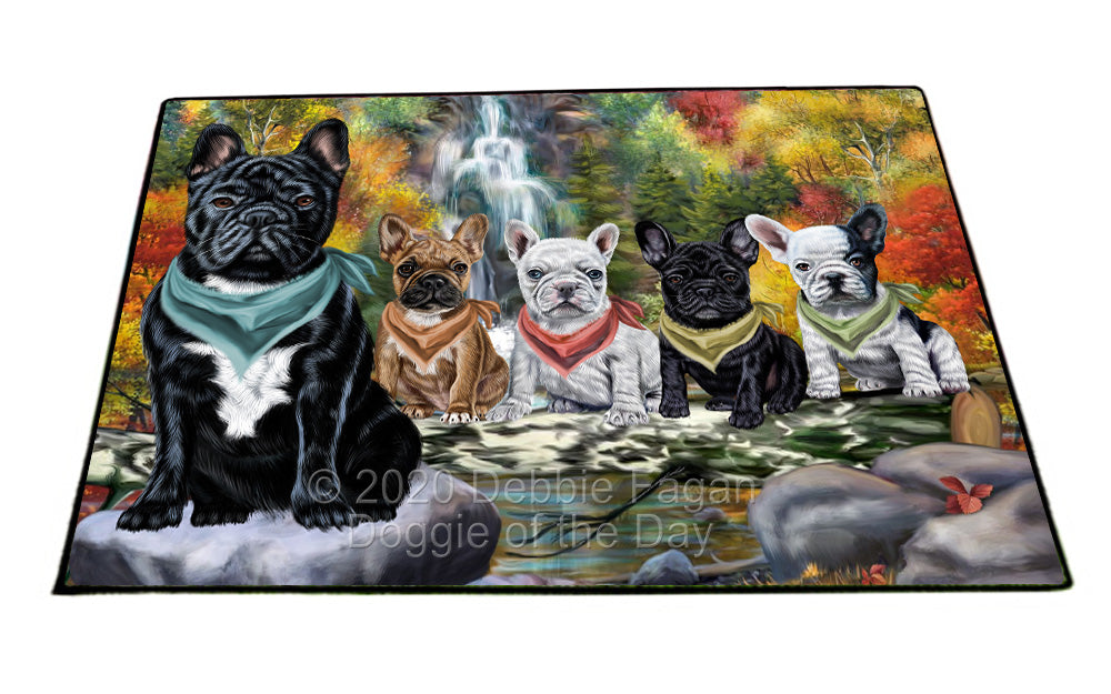 Scenic Waterfall French Bulldogs Floormat FLMS55969