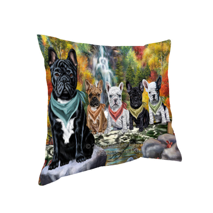Scenic Waterfall French Bulldogs Pillow with Top Quality High-Resolution Images - Ultra Soft Pet Pillows for Sleeping - Reversible & Comfort - Ideal Gift for Dog Lover - Cushion for Sofa Couch Bed - 100% Polyester