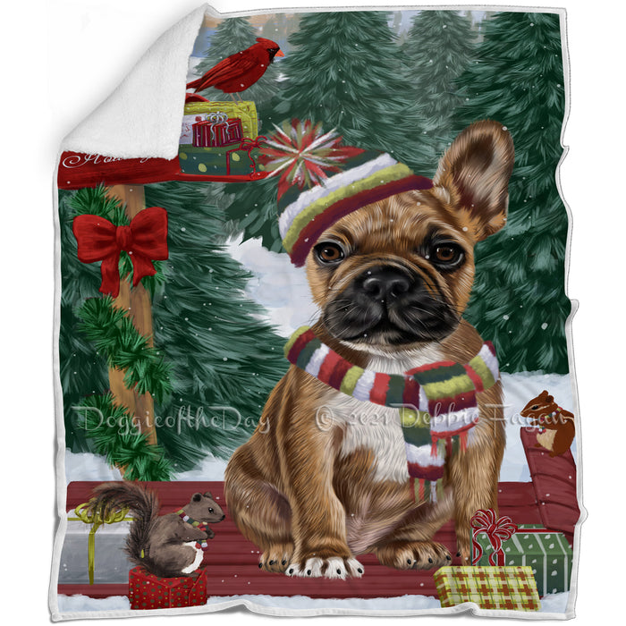 Merry Christmas Woodland Sled French Bulldog Blanket BLNKT113790