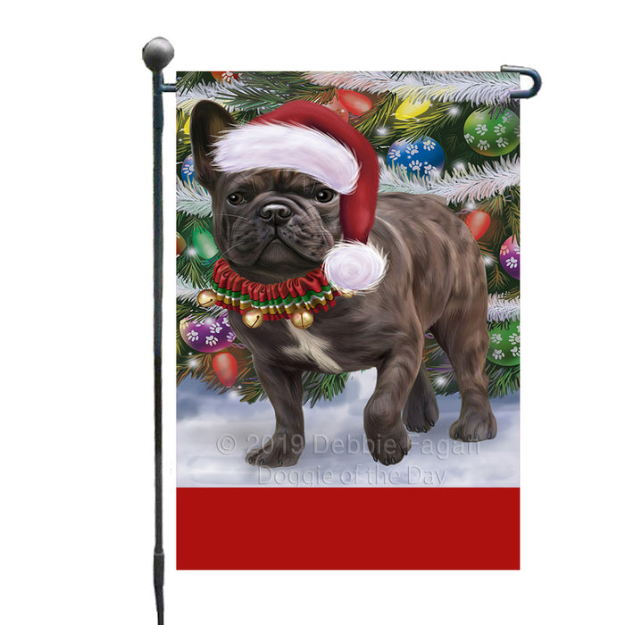 Personalized Trotting in the Snow French Bulldog Custom Garden Flags GFLG-DOTD-A60728