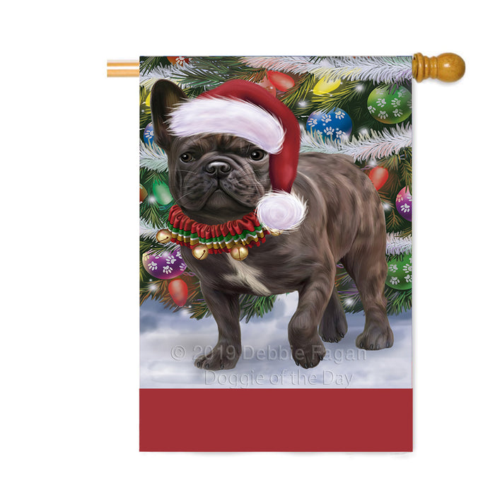Personalized Trotting in the Snow French Bulldog Custom House Flag FLG-DOTD-A60784