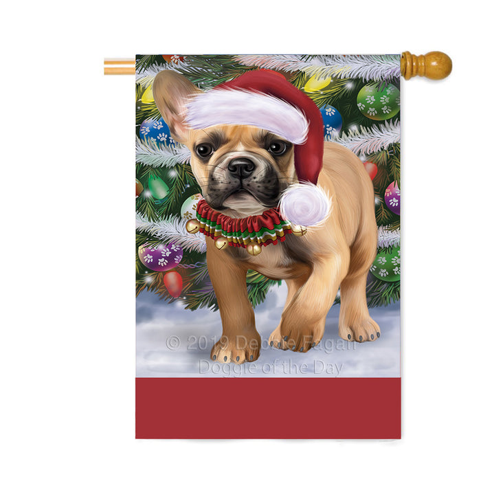 Personalized Trotting in the Snow French Bulldog Custom House Flag FLG-DOTD-A60785