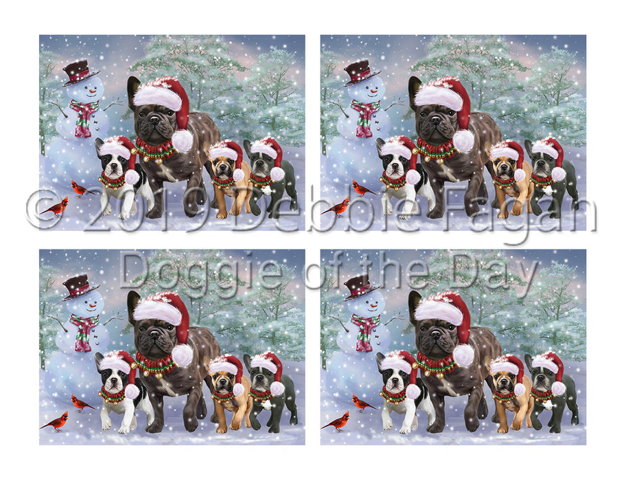 Christmas Running Fammily French Bulldogs Placemat