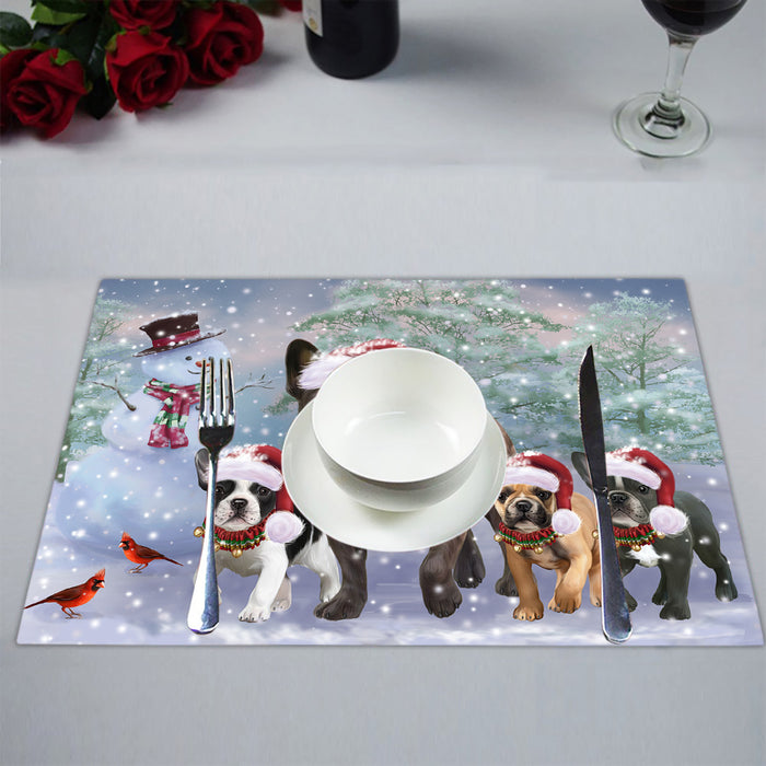 Christmas Running Fammily French Bulldogs Placemat