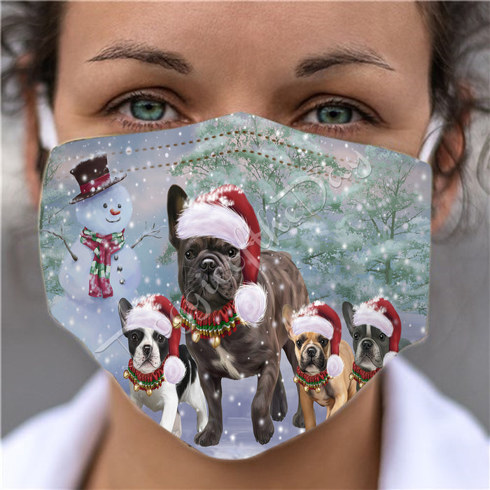 Christmas Running Fammily French Bulldogs Face Mask FM48718