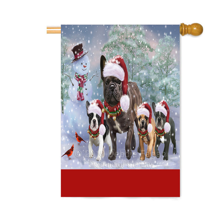 Personalized Christmas Running Family French Bulldogs Custom House Flag FLG-DOTD-A60389