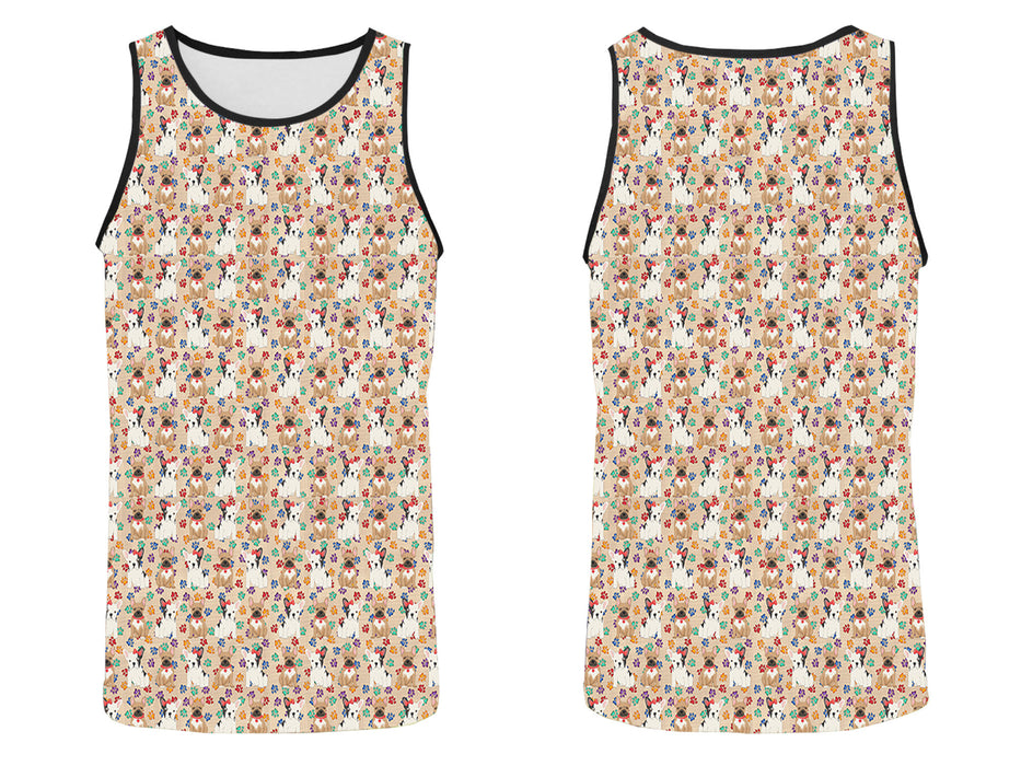 Rainbow Paw Print French Bulldog Dogs Red All Over Print   Men's Tank Top