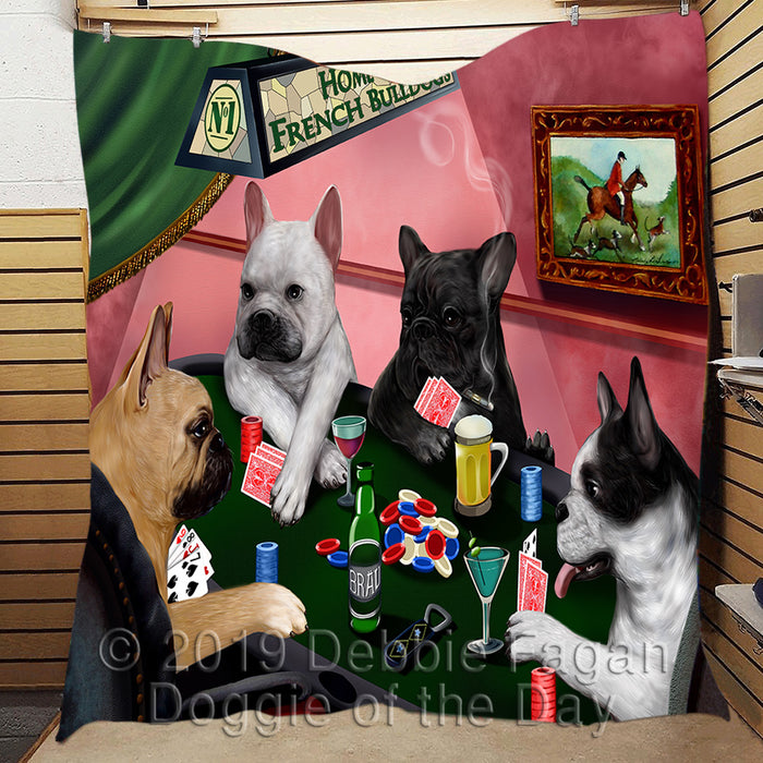 Home of  French Bulldog Dogs Playing Poker Quilt