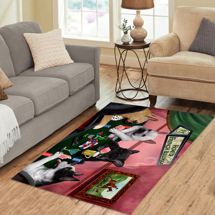 Home of  French Bulldog Dogs Playing Poker Area Rug