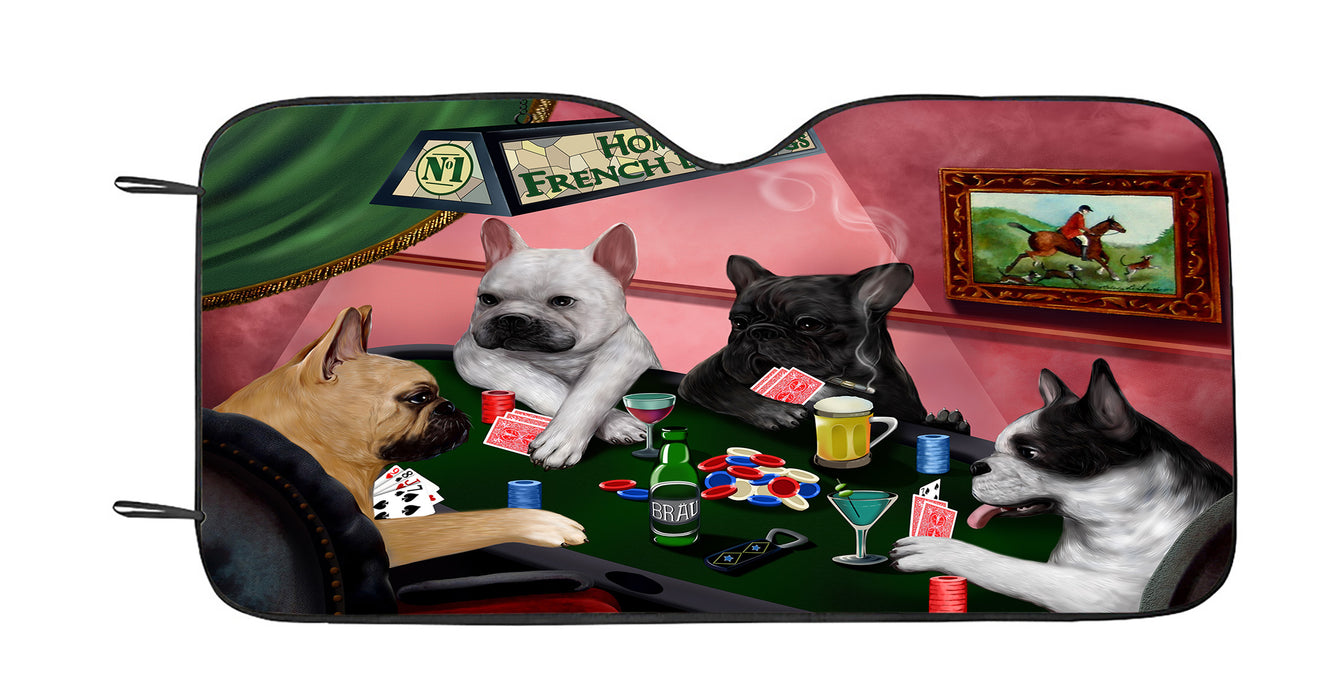 Home of  French Bulldog Dogs Playing Poker Car Sun Shade