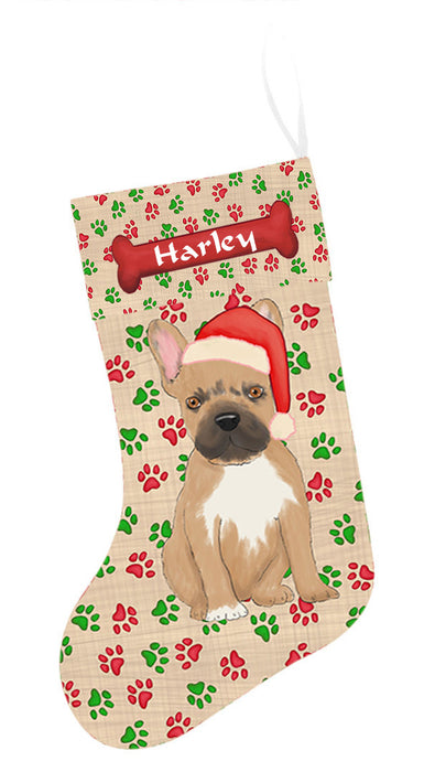 Pet Name Personalized Christmas Paw Print French Bulldog Dogs Stocking