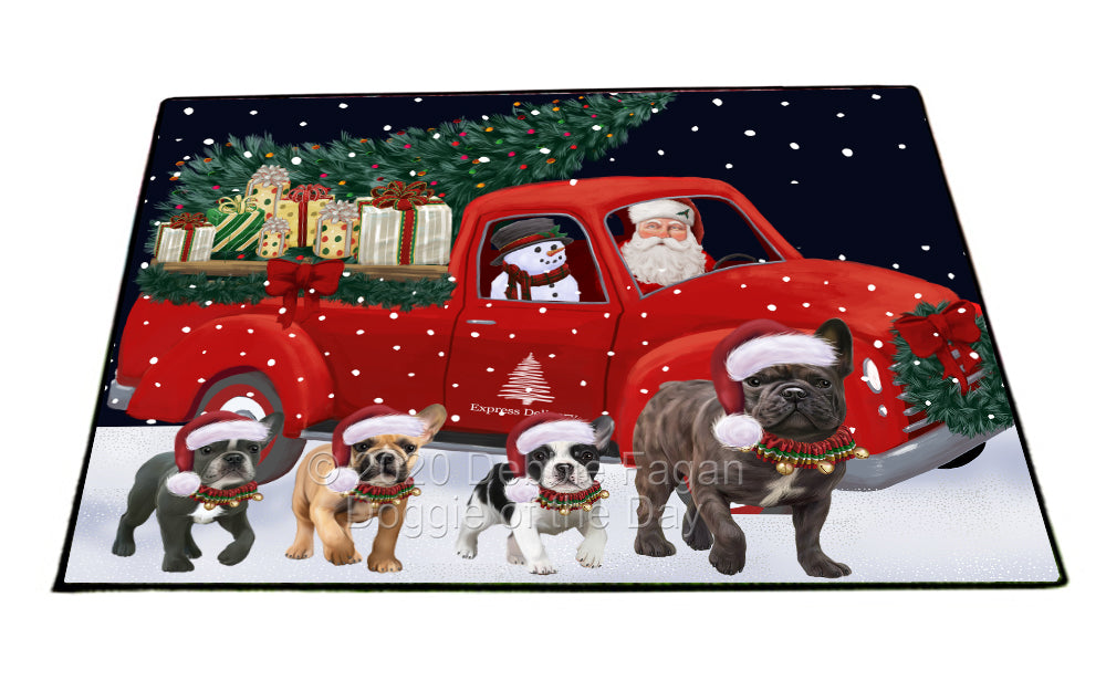 Christmas Express Delivery Red Truck Running French Bulldogs Indoor/Outdoor Welcome Floormat - Premium Quality Washable Anti-Slip Doormat Rug FLMS56623