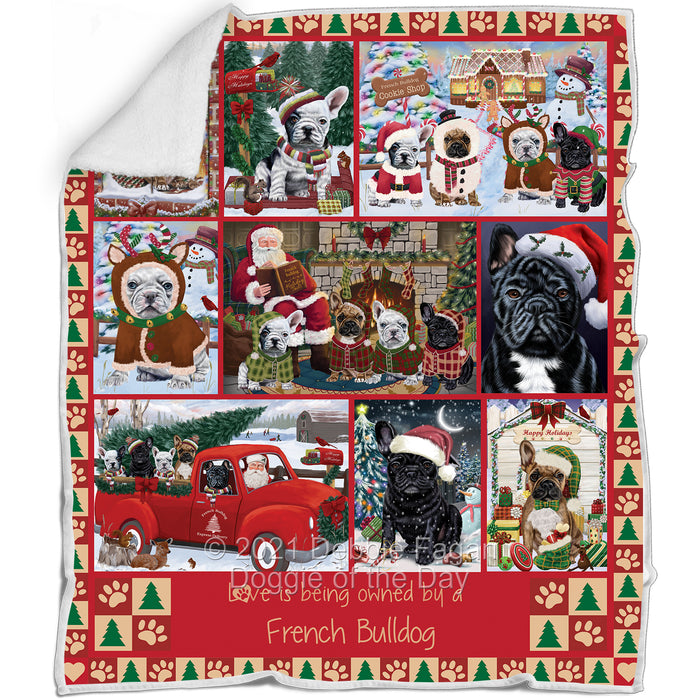 Love is Being Owned Christmas French Bulldogs Blanket BLNKT143467
