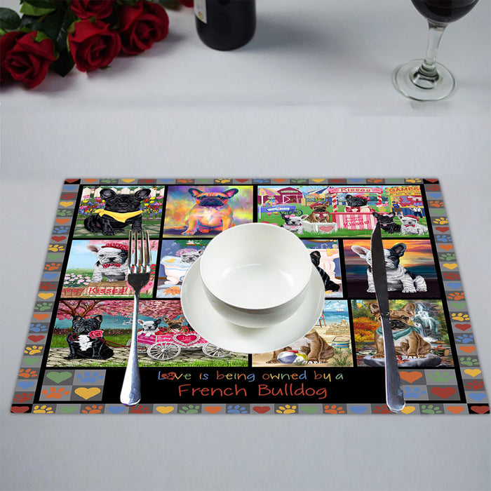 Love is Being Owned French Bulldog Grey Placemat