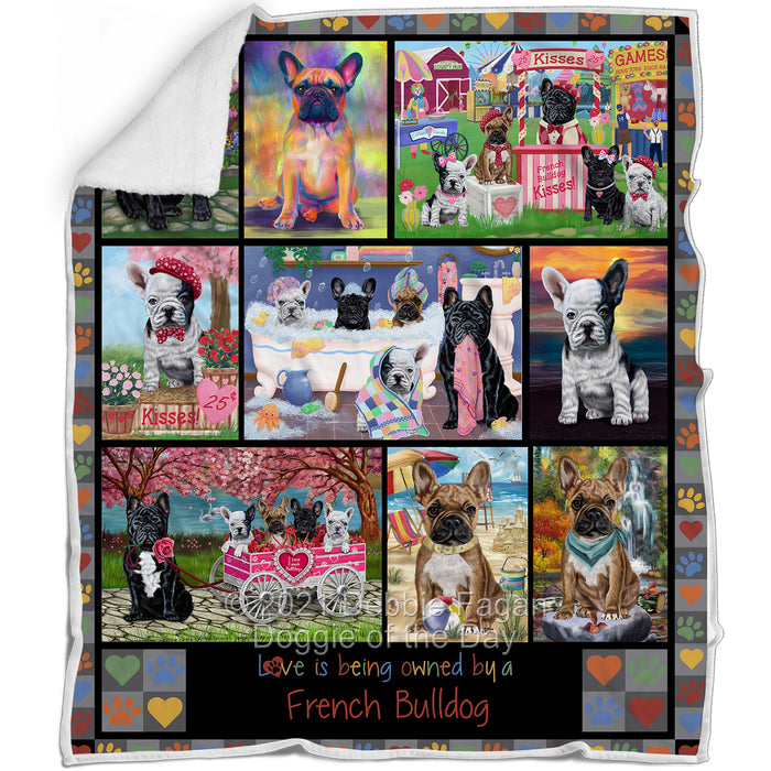Love is Being Owned French Bulldog Grey Blanket BLNKT137433