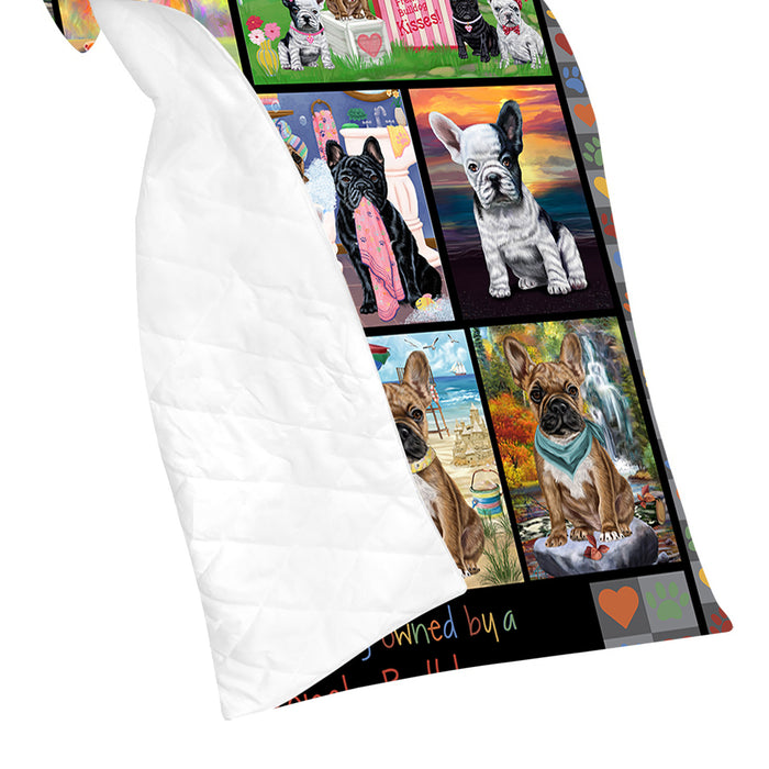 Love is Being Owned French Bulldog Grey Quilt