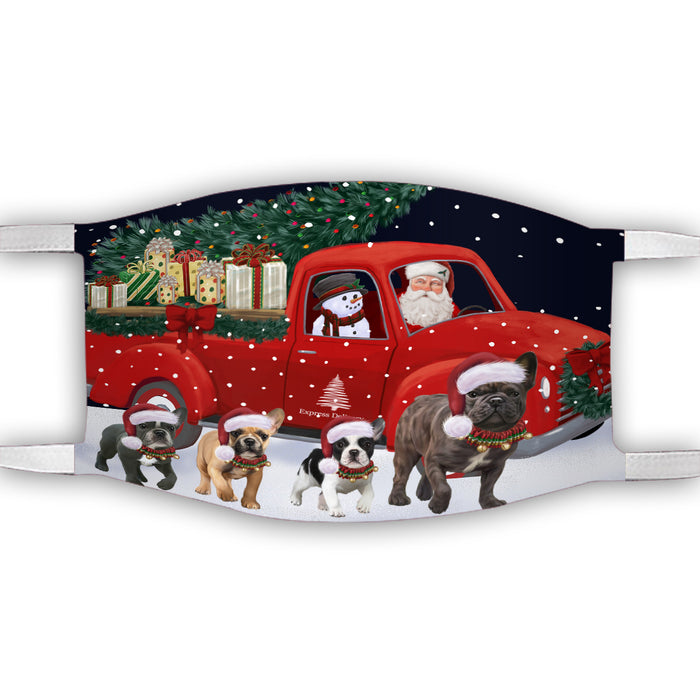 Christmas Express Delivery Red Truck Running French Bulldogs Face Mask FM49869