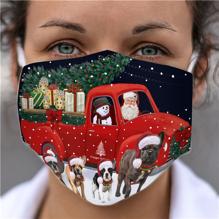Christmas Express Delivery Red Truck Running French Bulldogs Face Mask FM49869