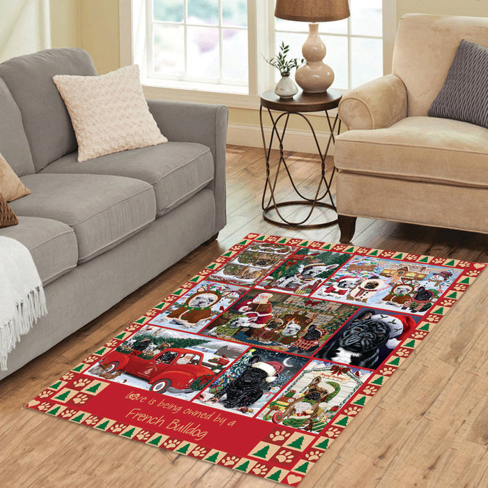Love is Being Owned Christmas French Bulldogs Area Rug