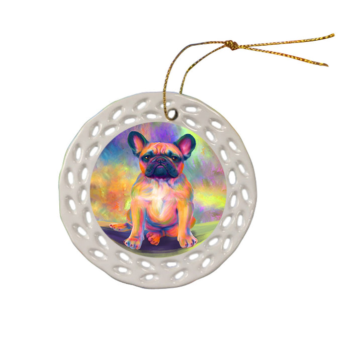 Paradise Wave French Bulldog Ceramic Doily Ornament DPOR56425