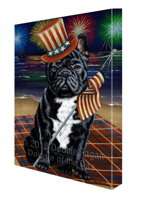4th of July Independence Day Firework French Bulldog Canvas Wall Art CVS55722