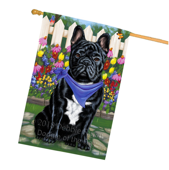 Spring Floral French Bulldog House Flag FLG49838