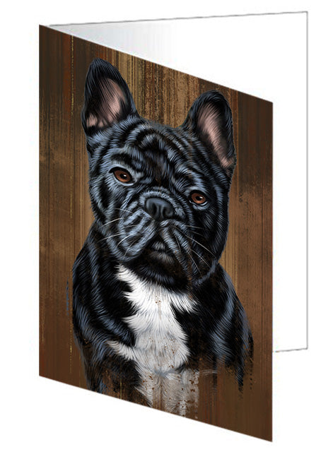 Rustic French Bulldog Handmade Artwork Assorted Pets Greeting Cards and Note Cards with Envelopes for All Occasions and Holiday Seasons GCD55247