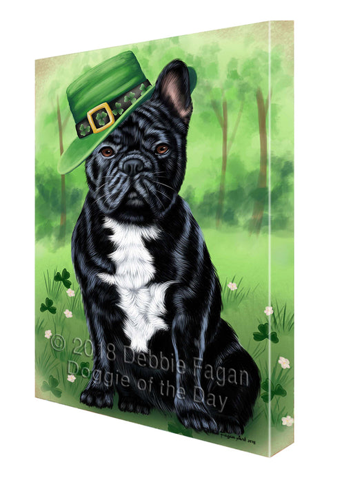 St. Patricks Day Irish Portrait French Bulldog Canvas Wall Art CVS54795