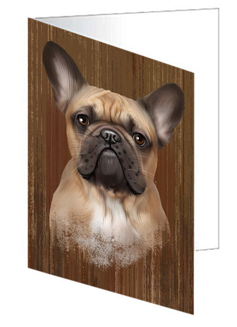 Rustic French Bulldog Handmade Artwork Assorted Pets Greeting Cards and Note Cards with Envelopes for All Occasions and Holiday Seasons GCD55724