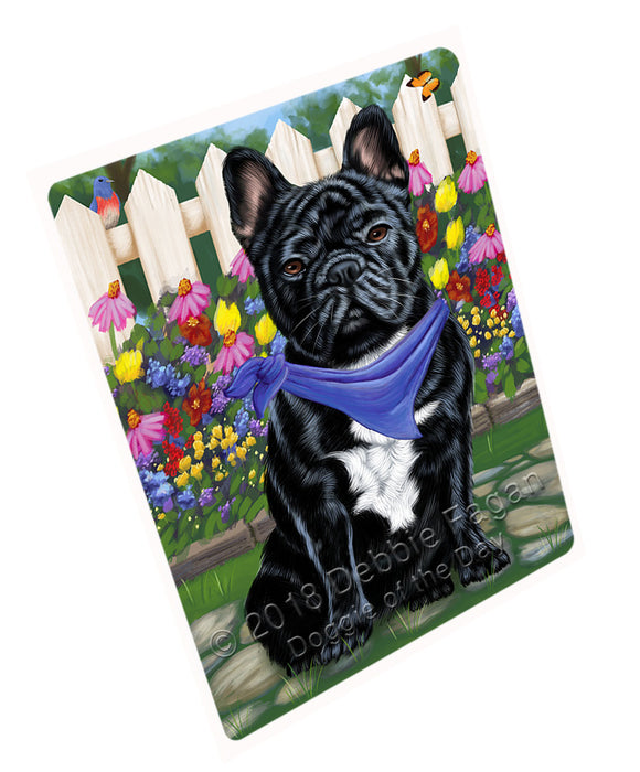 Spring Floral French Bulldog Tempered Cutting Board C53487