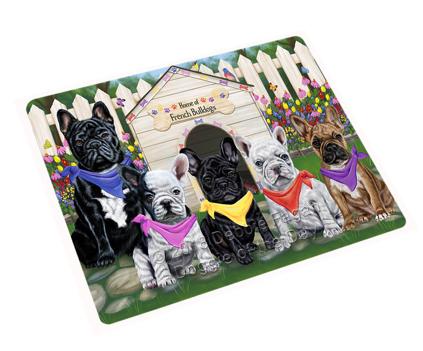 Spring Dog House French Bulldogs Tempered Cutting Board C53490
