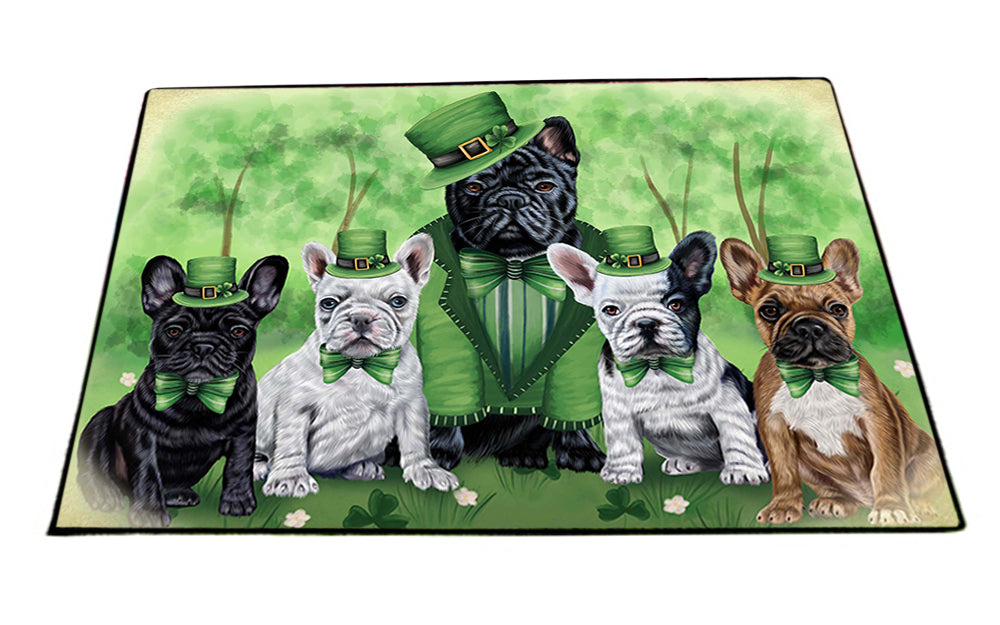 St. Patricks Day Irish Family Portrait French Bulldogs Floormat FLMS49327 Floormat FLMS49350