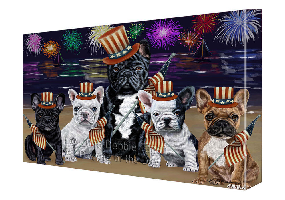 4th of July Independence Day Firework French Bulldogs Canvas Wall Art CVS55731