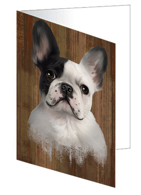 Rustic French Bulldog Handmade Artwork Assorted Pets Greeting Cards and Note Cards with Envelopes for All Occasions and Holiday Seasons GCD55727
