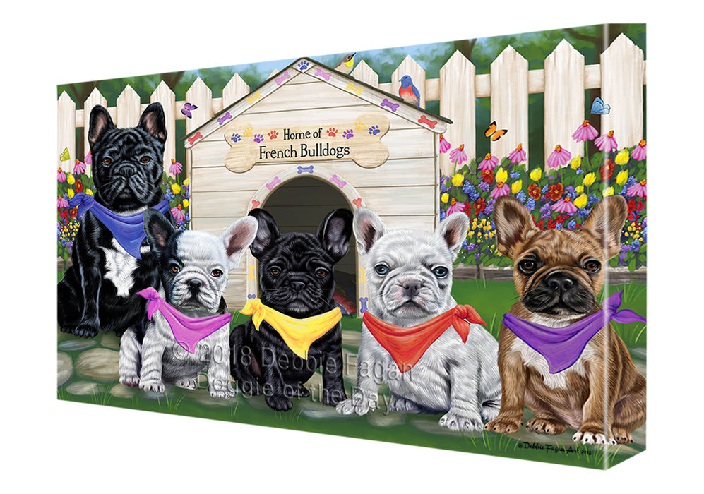 Spring Dog House French Bulldogs Canvas Wall Art CVS64618
