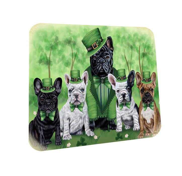 St. Patricks Day Irish Family Portrait French Bulldogs Coasters Set of 4 CST48758